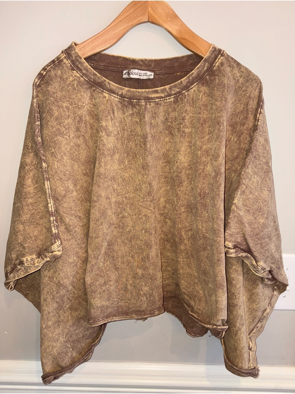Zenana Acid Crinkle-Washed Oversized Cropped T-Shirt One Size
